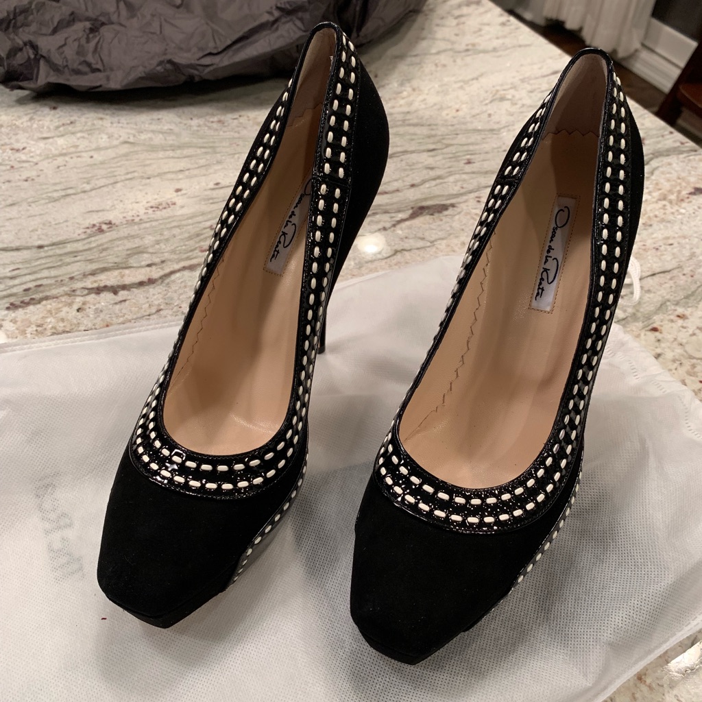 Brand New Oscar De La Renta Black Suede Platforms